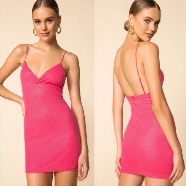 Revolve Superdown Sydney Sparkle Mini Dress in Pink‎ sz small - Image 2