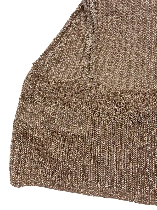 Topshop Bronze Metallic Ribbed Knit Halter Top Cami Tank Shirt Size 2 Women's - Image 2