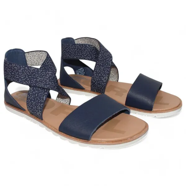 SOREL Women's Ella II Leather Sandals, Nocturnal Blue Multiple Size US 6.0 NEW - Image 2