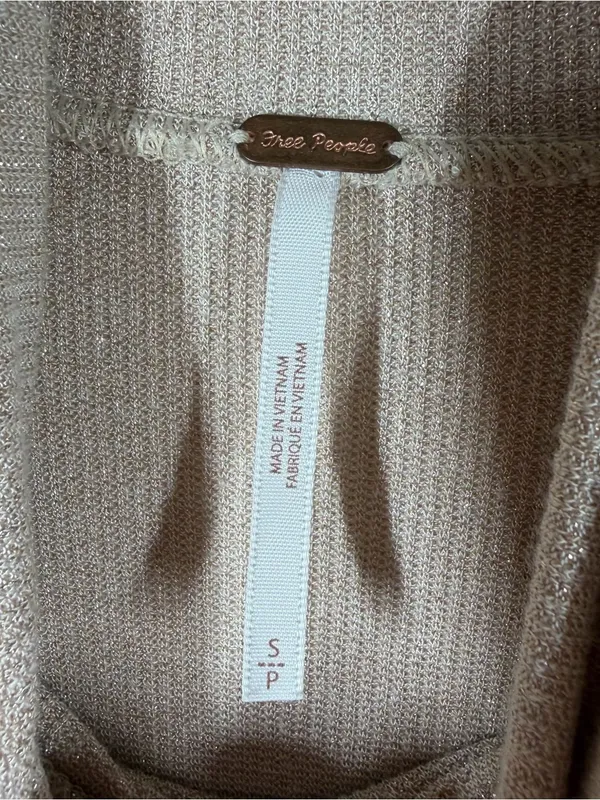 Free People Ivory Metallic Glam Turtleneck Sweater - Image 3