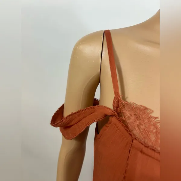ASOS Orange Maxi Dress with Ruched Skirt Size 6 - Image 5