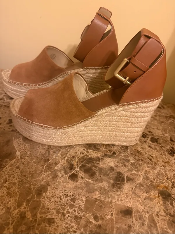Marc Fisher Brown Suede Espadrille Wedge Sandals - Image 4