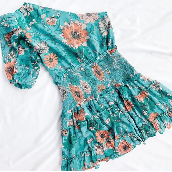 Teal One Shoulder Dress Blue Size M - Image 2