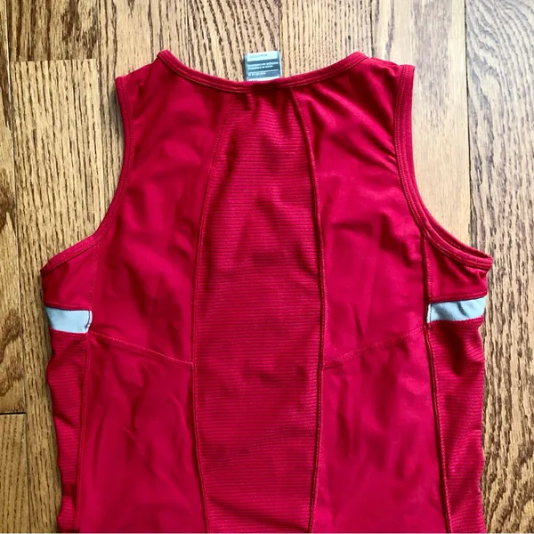 Nike Athletic V-Neck Activewear Y2K Red Tank Contrast Gray Trim Women’s Size M - Image 6