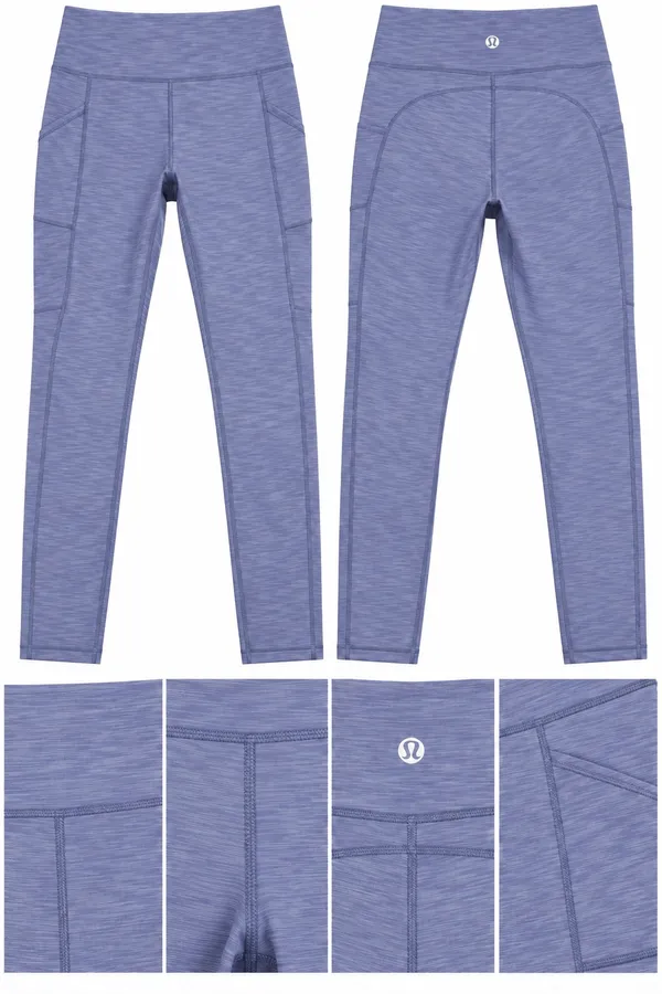 Lululemon Heathered Water Drop High Rise Leggings Pockets Size 6 - Image 2