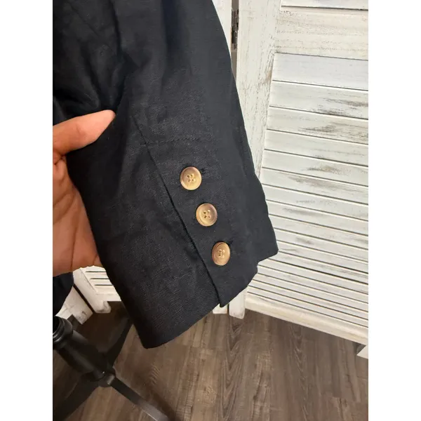NWT Quince Women's XL European Linen Relaxed Blazer Black Coastal Corporate Flax - Image 14