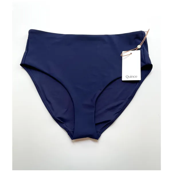 Quince Italian High-Rise Bikini Bottom Swim Deep Navy Blue Size Medium NEW - Image 2