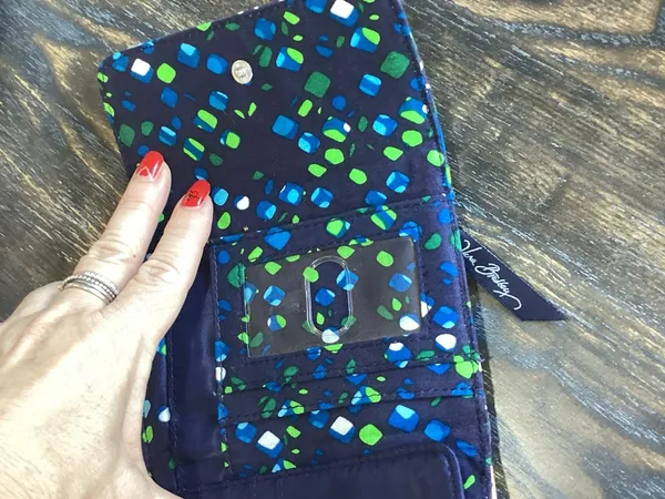 Vera Bradley Quilted Wallet in Ink Blue Medallion Print - Image 4