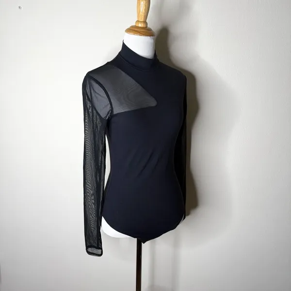 Abercrombie Black Sheer Sleeve Bodysuit - Image 2