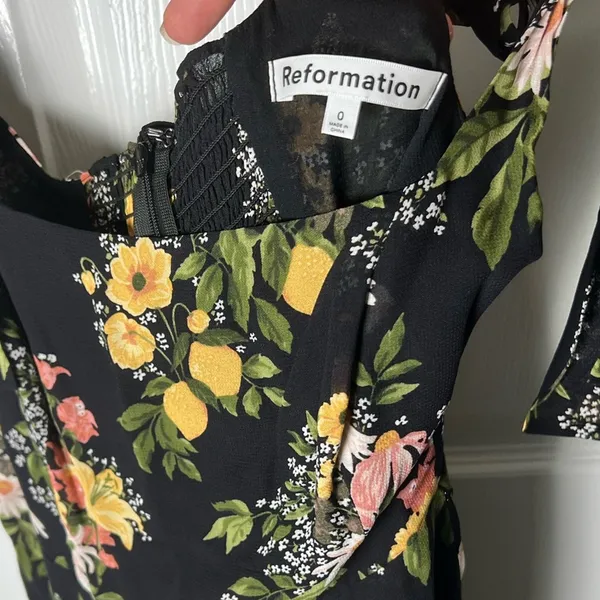 Reformation Twilight Tie Bow Sleeveless Midi Dress Sicilia Black Floral 0 - Image 8