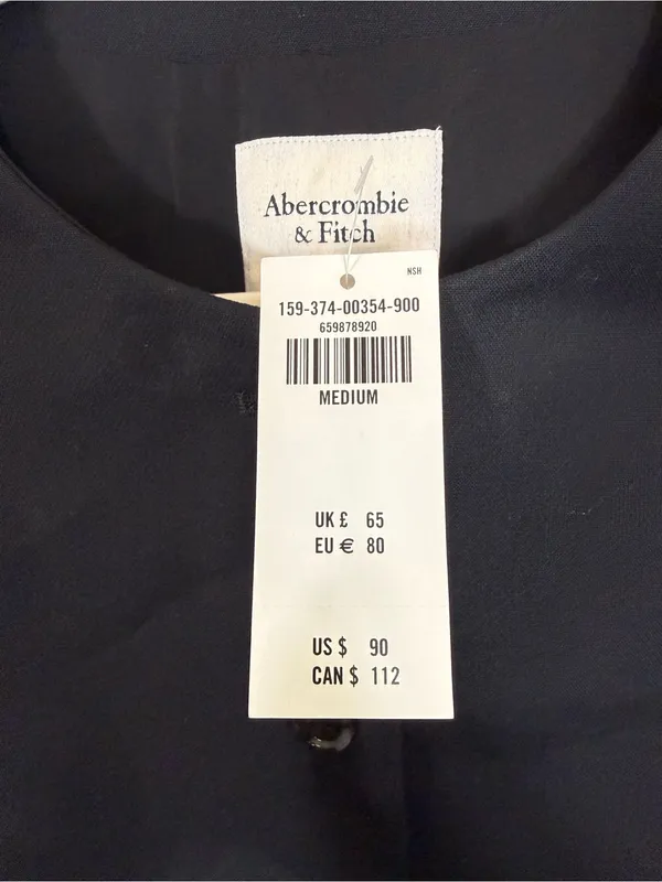 NWT Abercrombie Mara Black Short Sleeve Button Front Mini Dress Medium - Image 6