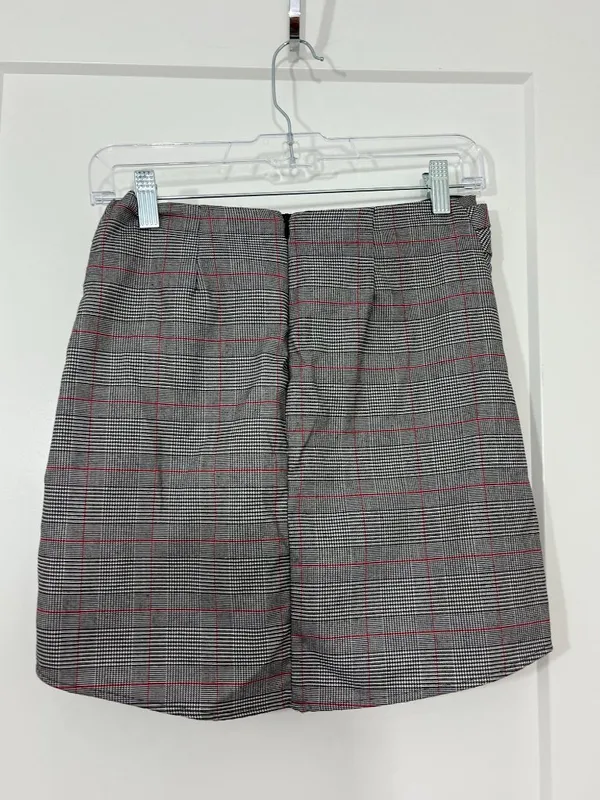 Lulu's Size Small Gray Plaid Tie-Waist Mini Skirt - Image 6