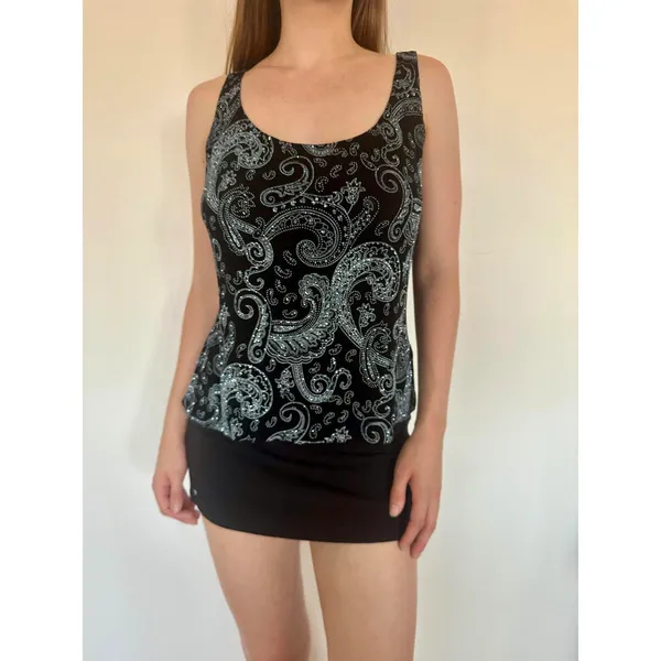 Alex Evenings Vintage Glitter Paisley Fancy Tank Top - Image 3