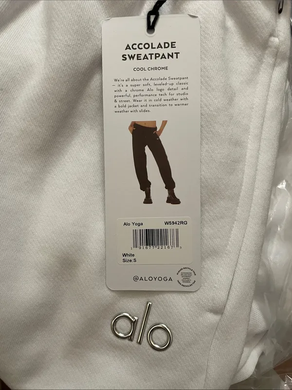ALO Yoga NWT Accolade White Joggers Size S Oversized - Image 7