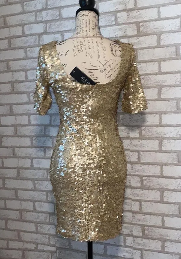 Gold Sequin Dress - Image 2