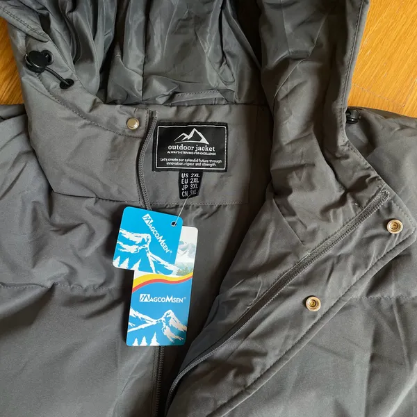MAGCOMSEN 2XL Down Puffer Jacket Gray Hooded 85% Duck Down Winter Coat NWT Size XXL - Image 2