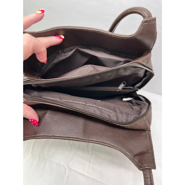 Cherokee Brown Leather Shoulder Bag Multi Pocket Organizer Purse Handbag - Image 5