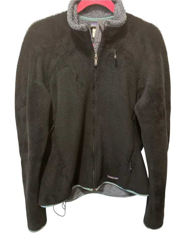 Patagonia Regulator R2 Fleece Full Zip Jacket Sz L Black/Gray Teal Trim Cozy - Image 5