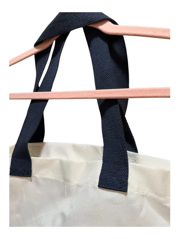 Aerie #AerieREAL Large Canvas Tote Bag Polka Dot Bottom Cream Navy NWT - Image 3