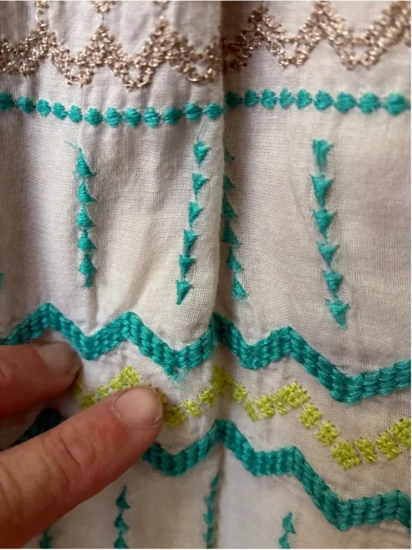 Anthropologie Kenji Mini Dress Embroidered White Size 12 - Image 3