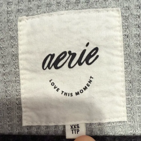 Aerie LumberJane Waffle Shirt in medium heather gray size XXS - Image 4