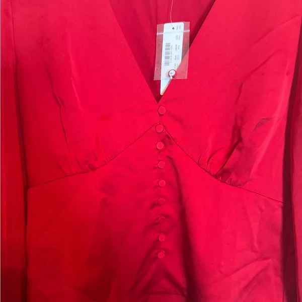 J. crew Deep V-neck button-front top in satin-backed crepe‎ - Image 3