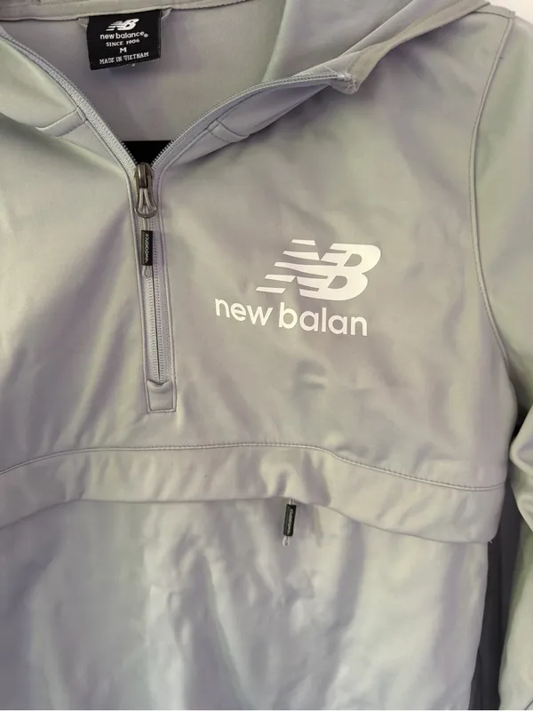 New Balance Light Gray Half-Zip Hooded Pullover Jacket - Image 2