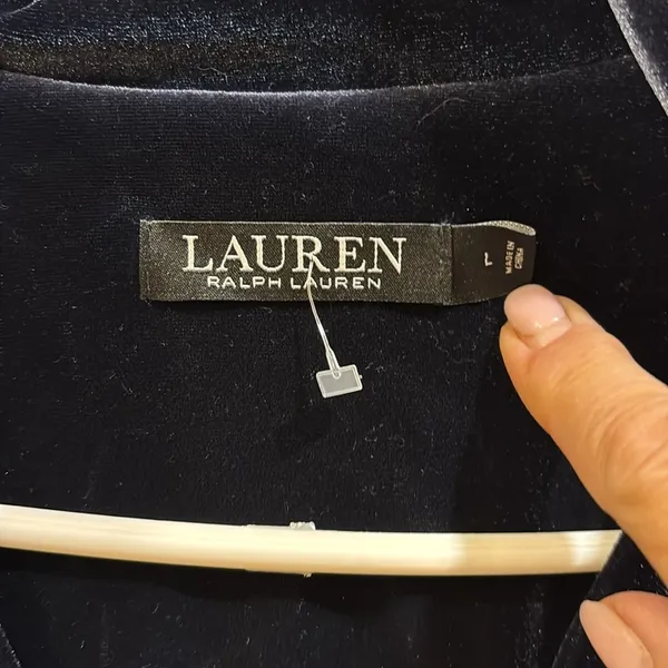 Lauren..Ralph Lauren Dark Blue Velvet Shacket/Shirt Long Sleeve Button Down - Image 3