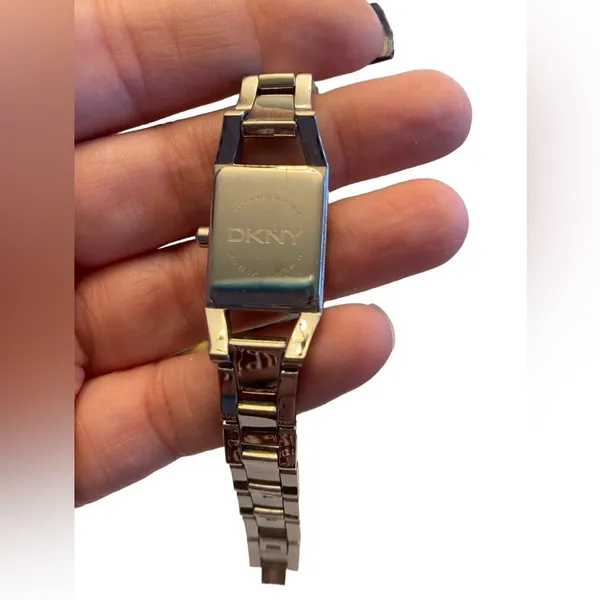 DKNY Women’s Silver Bracelet Link Watch with Black Accents - Image 3
