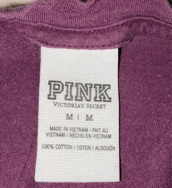 VS PINK Casual Logo Tee - Relaxed Crewneck T-Shirt Plum & White Colorblock - Image 9