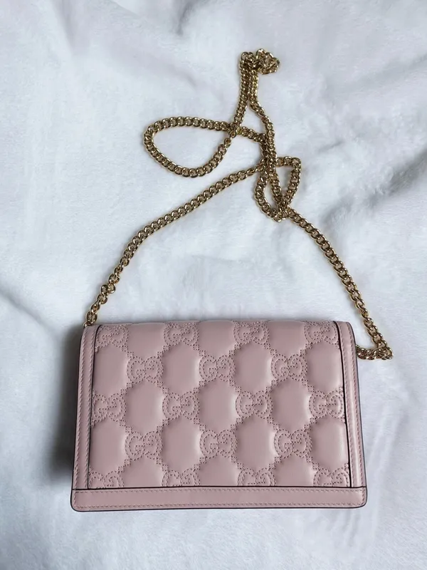 GUCCI Gg Matelassé Chain Wallet - Light Pink - Image 2