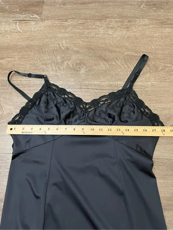 Sears Vintage Lace Slip Dress Size 38 Black Babydoll Elegant Whimsygoth Romantic - Image 12