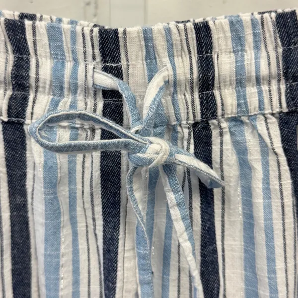 Argee Design Studio Blue White Striped Cotton Drawstring Shorts‎ Women's Medium - Image 4