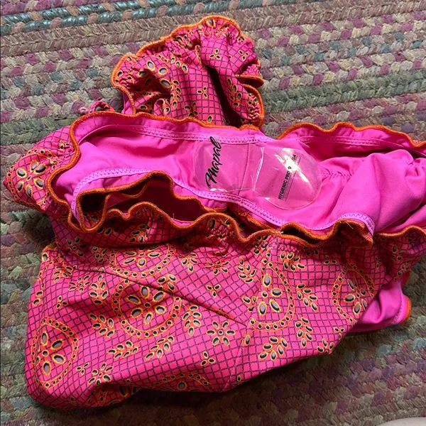 Nwot Mapale Pink Ruched High Cut Halter Cheeky One Piece Swimsuit - Image 4