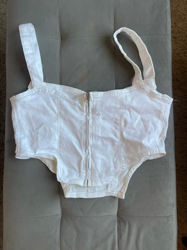 Zara White Denim Top - Image 3