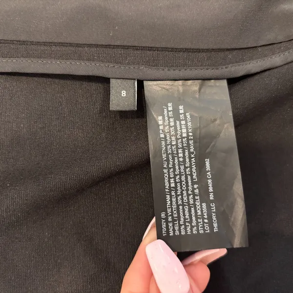 Theory Lindrayia Blazer in Black Women's Size 8 Slim Fit Open Front Patch Pocket - Image 5