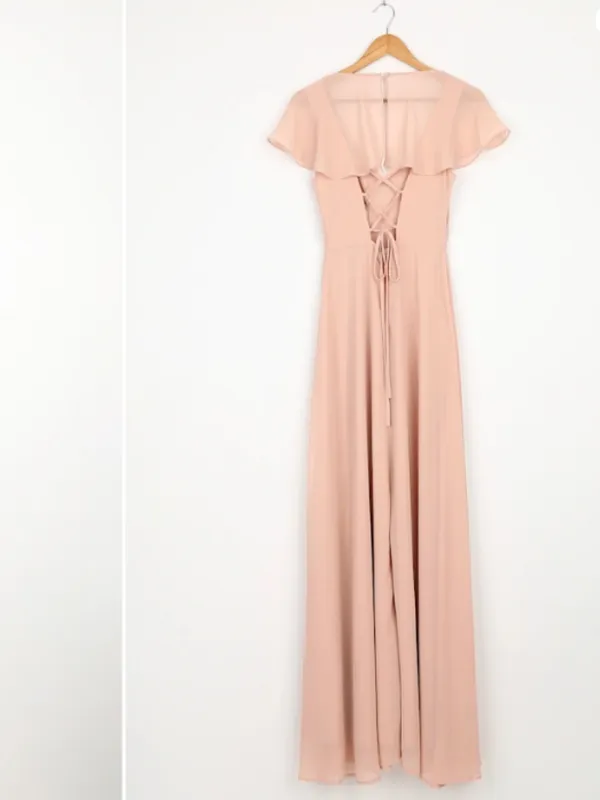 LULU's Chic Bridesmaid Prom Wedding Flowy Romantic Elegant Sexy Maxi Dress - Image 7
