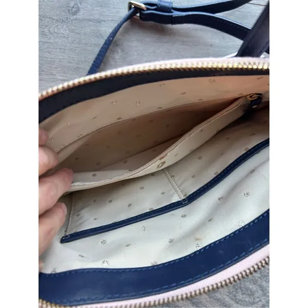 Kate Spade Satchel- in canvas and leather striped classy stylish going out purse - Image 4