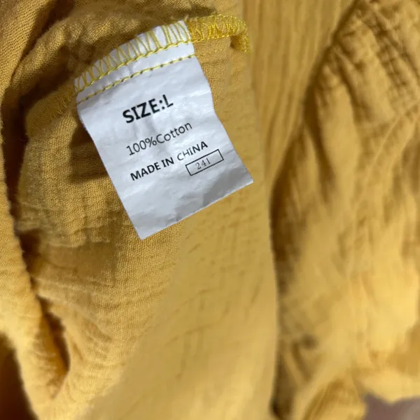 Dokotoo Gauze Babydoll Dress Large Mustard Yellow Puff Sleeve Cottagecore - Image 4