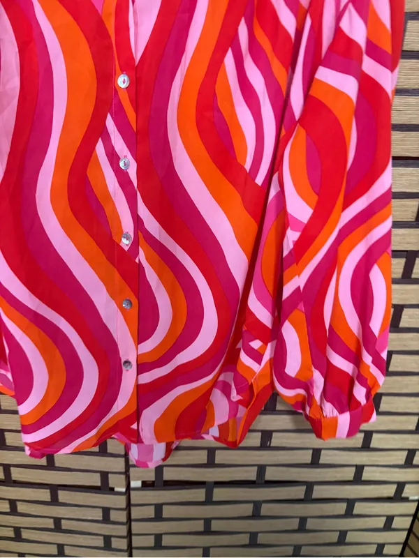 Jodifl pink and orange button down top size medium - Image 4