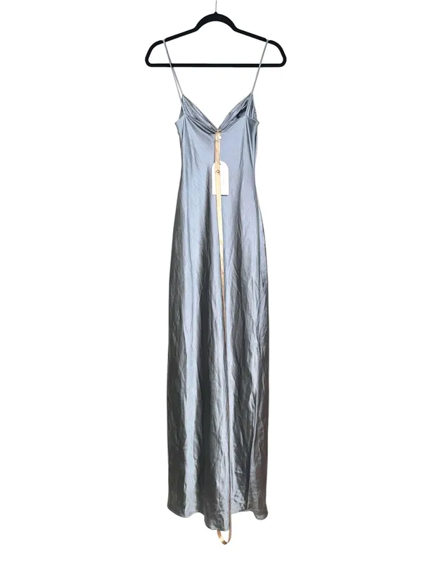 NWT Meshki Lilly Sweetheart Blue Satin Sleeveless Maxi Dress XXS in Frosted Blue - Image 4