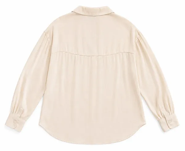 Free People Women’s Small Ivory Oversized Satin Utility Blouse Pocket Top - Image 4