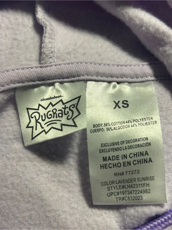 Nickelodeon Rugrats Zip Up Hoodie Lavender Sunrise Women XS Back Graphic Reptar - Image 3
