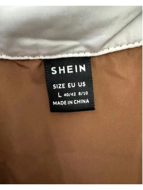 SHEIN Colorblock Windbreaker Jacket Camel Peach Ivory Zip Front Size Large - Image 3