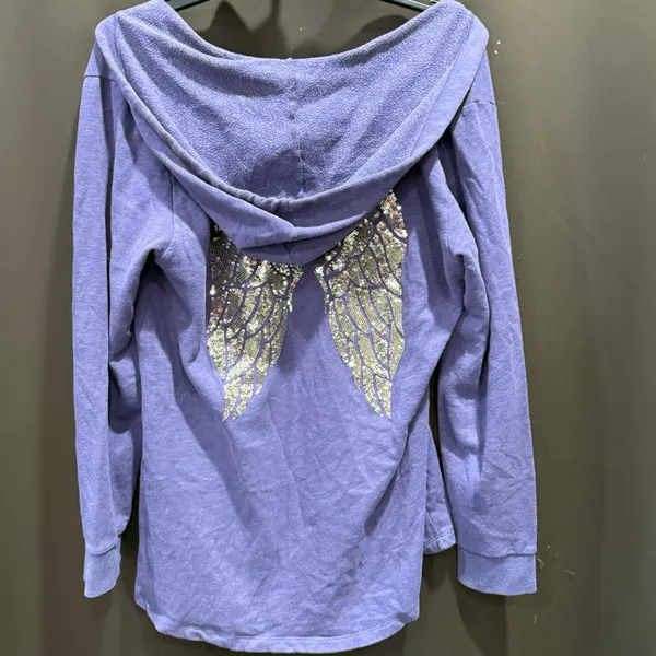 Victoria's Secret Light Purple Hoodie w/Sequin Angel Wings on Back - Image 3