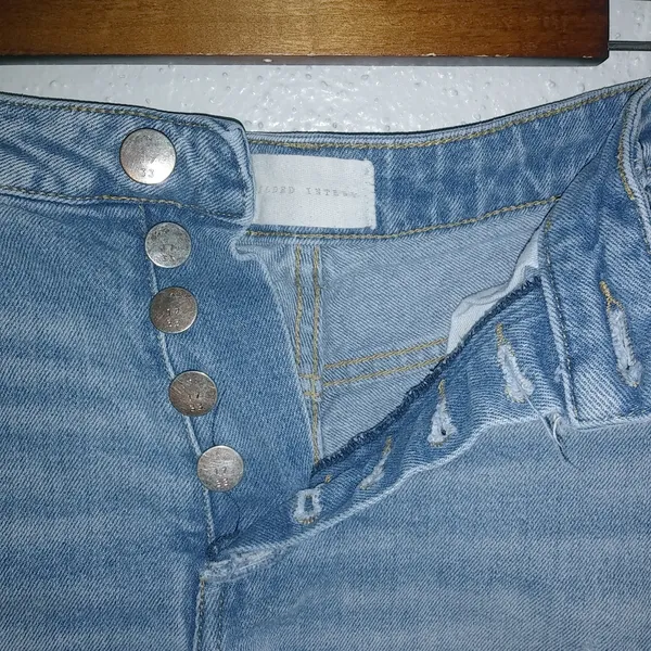 Gilded Intent 30 High Rise 5-Button Fly Distressed Raw Hem Jeans Shorts - Image 3