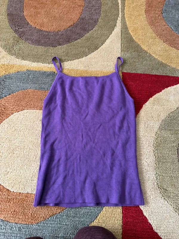 U2 Purple Y2K Style Vintage Beaded Sweater Cami Tank Top Spaghetti Straps Small - Image 4