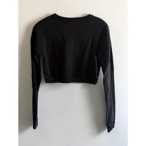 Defend Paris Womens Cropped‎ Sweatshirt Black Graphic Pullover Medium - Image 2