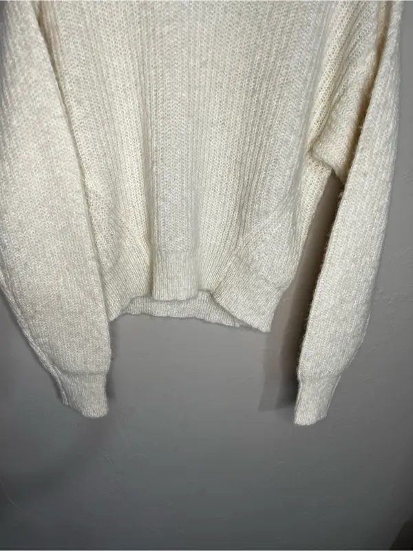 Reformation Alpaca Blend Ivory Neutral Chic Fuzzy Knit Crewneck‎ Sweater - Image 4