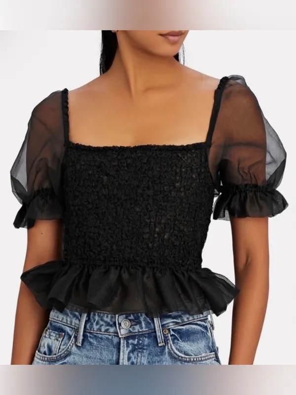 STAUD Cannon Smocked Top Size Small - Image 2